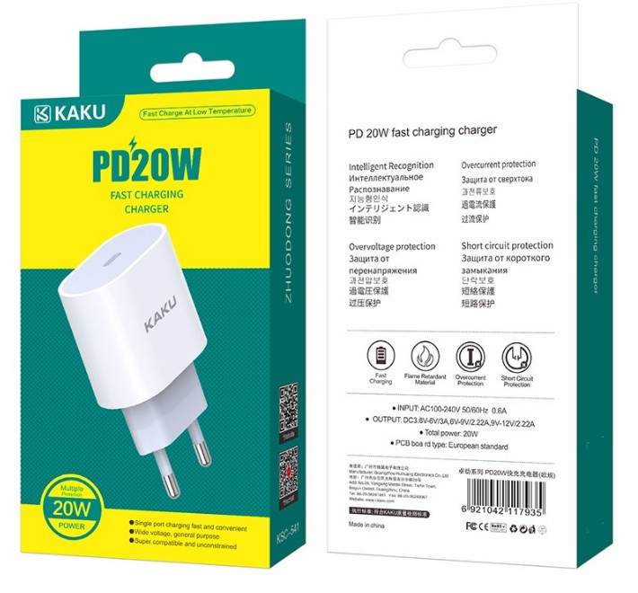 Сетевое зар. устр. Kaku KSC-541 1C 20W белое