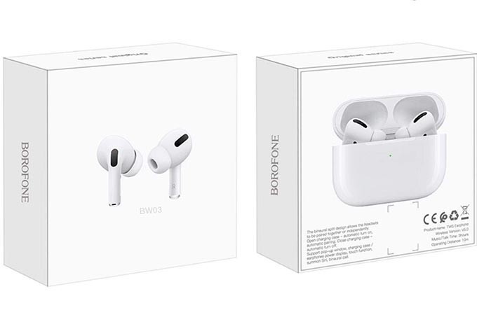 Беспроводные наушники TWS Borofone BW03 BT5.1/30mAh/3ч белые