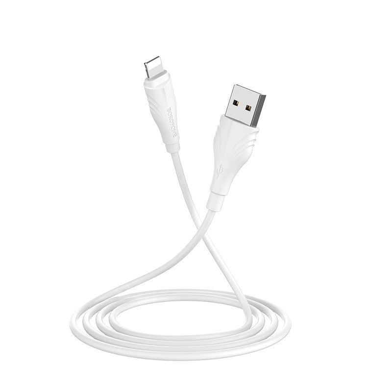 Usb Кабель-зарядка Lightning Borofone BX18 Optimal 2.4A 1м силиконовый белый
