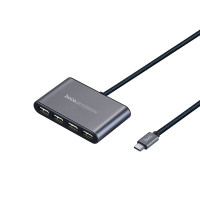 OTG TYPE-C на 4USB HUB2.0 Hoco HB3 серый