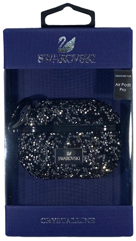 Чехол для AirPods Pro Swarovski чёрно-серебристый