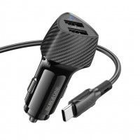 Автомобильное заряд. устр. Borofone BZ31A с шнуром Type-C 2USB 3.4A черное