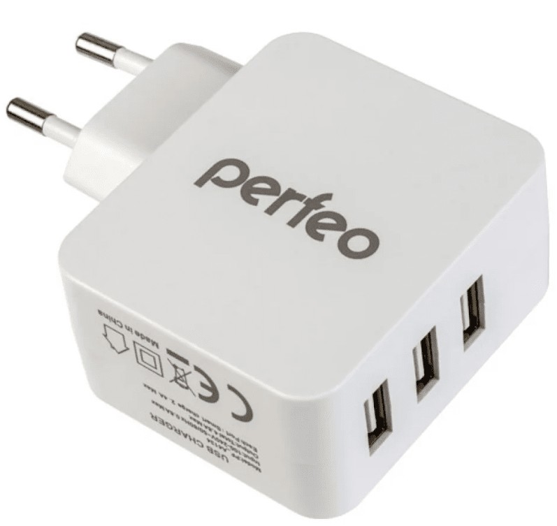 Сетевое зар. устр. Perfeo Cube 3 3USB 4.8A белое (PF_A4134)