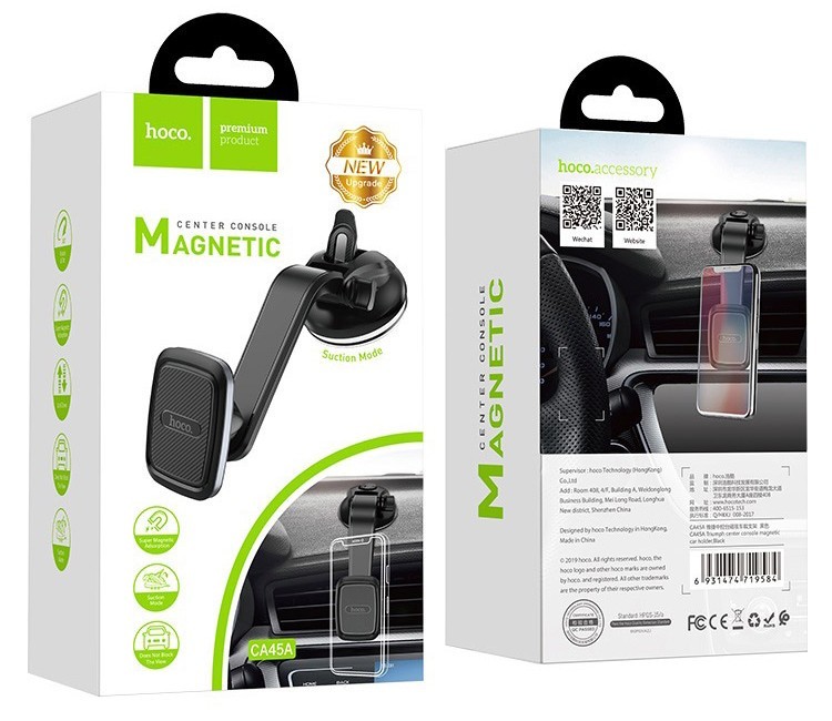 Держатель в автомобиль на торпеду Hoco CA45A магнитный черный