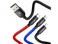 Usb Кабель-зарядка Baseus Rapid 3в1 Micro/Lightning/Type-C 3A 30см (CAMLT-LSYA01) черный