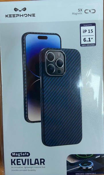 Накладка для i-Phone 15 Keephone Kevlar Magsafe синий