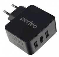 Сетевое зар. устр. Perfeo Cube 3 3USB 4.8A черное (PF_A4134)