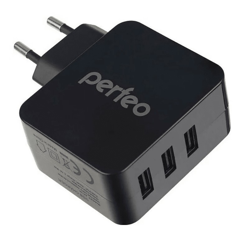 Сетевое зар. устр. Perfeo Cube 3 3USB 4.8A черное (PF_A4134)