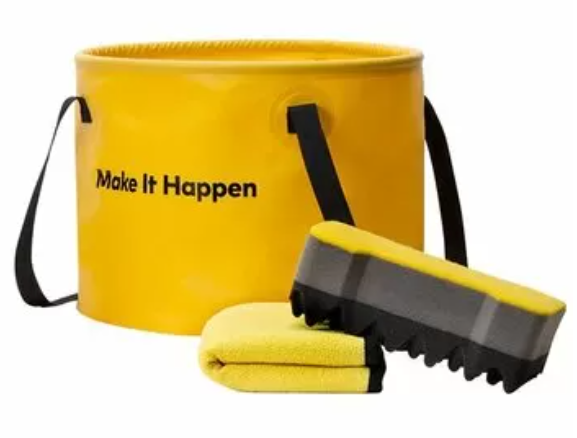 Набор для уборки Xiaomi HOTO Outdoor Wash Kit (ведро складное, тряпка, губка) желтый