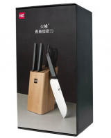Ножи Xiaomi Mijia HUOHOU кухонный из нержавеющей стали (5 предметов+органайзер) HU0057 черные