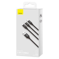 Usb Кабель-зарядка Micro+Lightning+Type-C Baseus 3in1 Baseus Rapid series 3.5A (CALS000001) чёрный