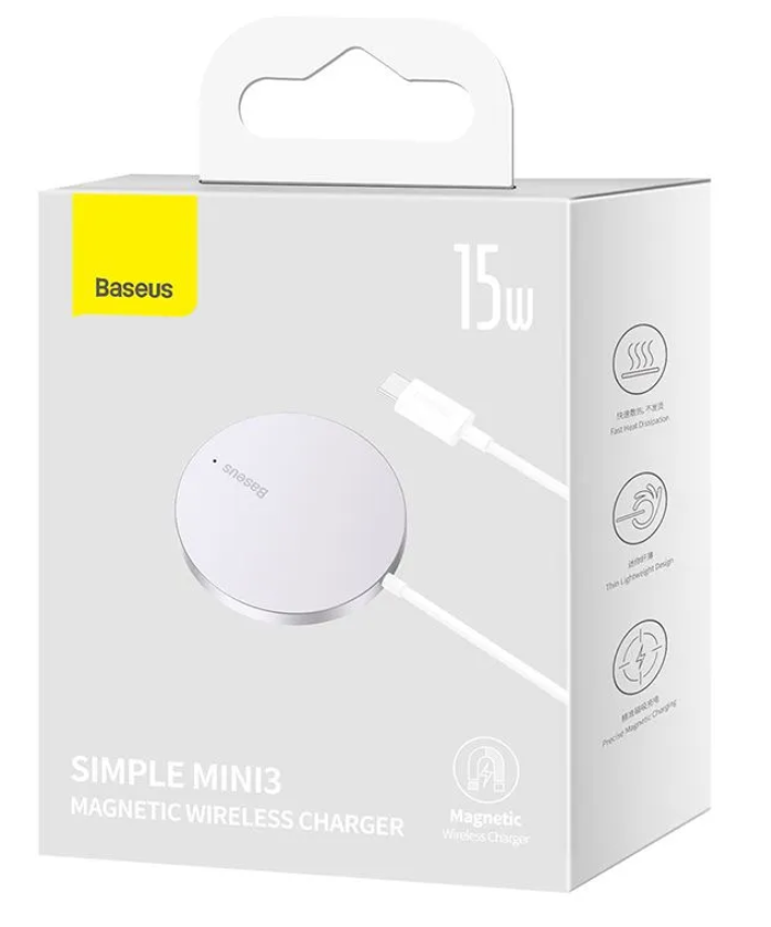 Беспроводное зарядное устройство Baseus Simple Mini 3 Magnetic Wireless 15W CCJJ040012 белое