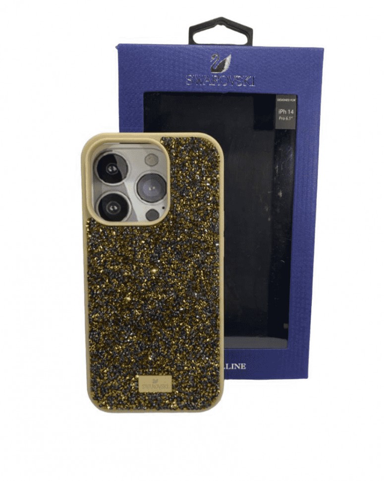 Накладка для i-Phone 14 Pro 6.1" Swarovski золотой