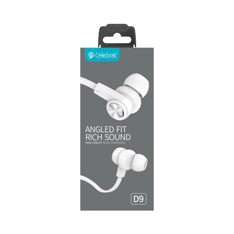 Наушники с микрофоном Celebrat D9 1.2м плоские белые