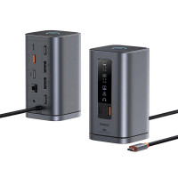 USB-C хаб Baseus Spacemate Series 11в1 3USB/2HDMI/2DP/2USB-C/RJ45/AUX (B00568101813-00) черный