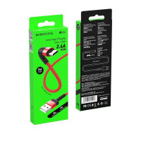 Usb Кабель-зарядка Micro Borofone BX34 Advantage 2.4A 1м в нейлоновой оплётке красный