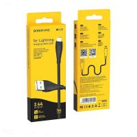 Usb Кабель-зарядка Lightning Borofone BX38 Cool charge 2.4A 1м в оплётке TPE чёрный