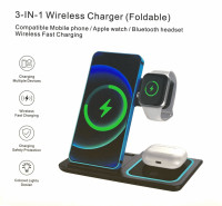 Беспроводное зарядное устройство 3in1 черное