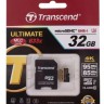 micro SDHC карта памяти Transcend 32GB Class 10 UHS-I U3 633X 95/85 Mb (с адаптером SD)