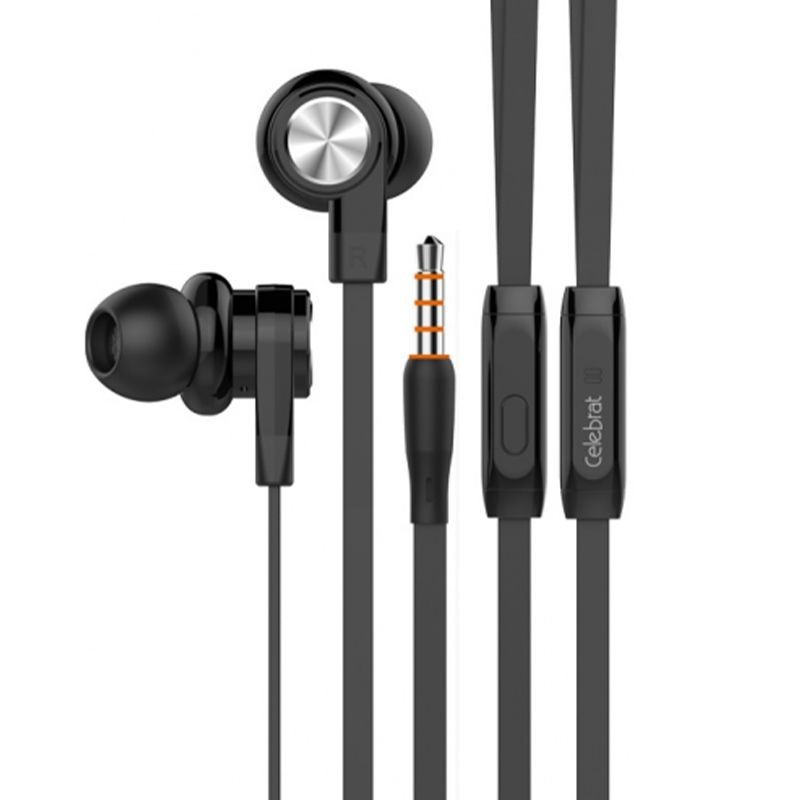 Наушники с микрофоном Celebrat D9 1.2м плоские черные