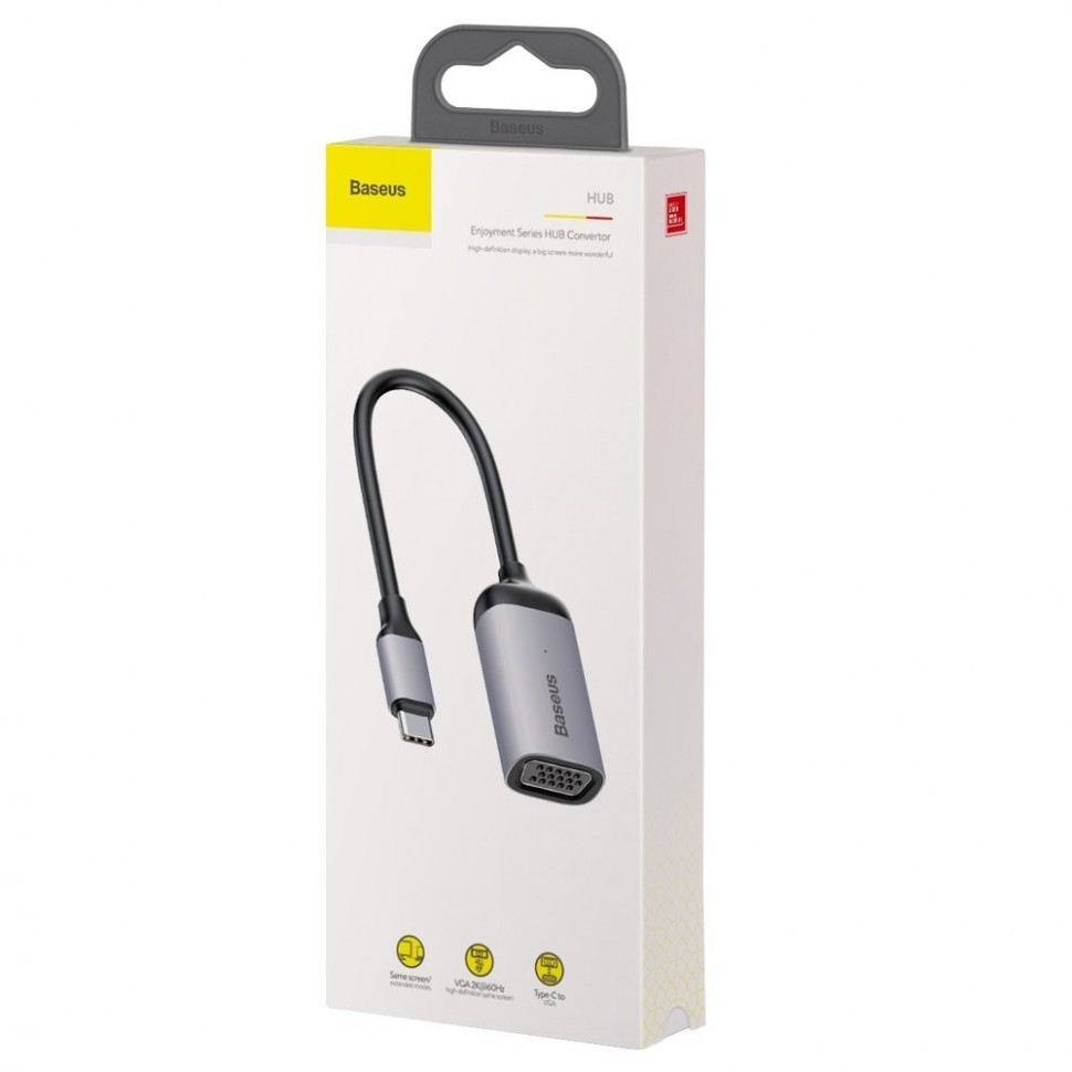 Переходник Baseus Type-C на 1C/VGA (CAHUB-O0G) серый