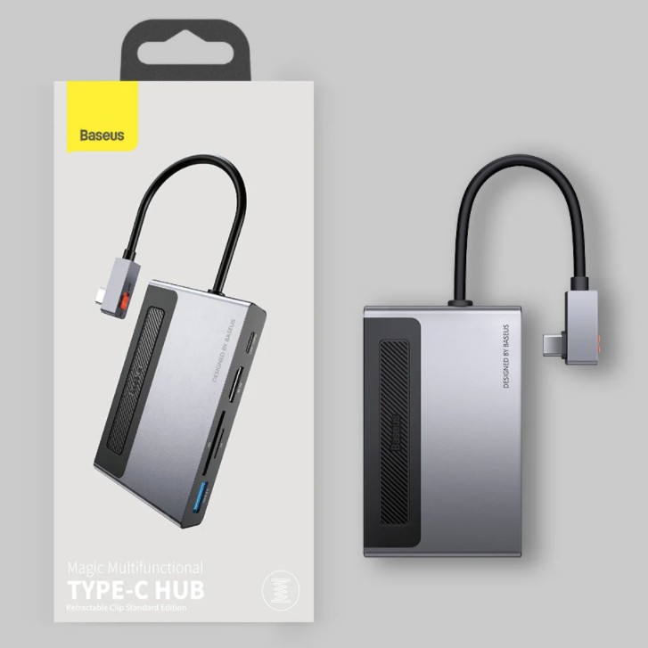 USB-С хаб Baseus 1USB/1C/TF/SD/HDMI 4K/3.5мм (CAHUB-DA0G) серебристый