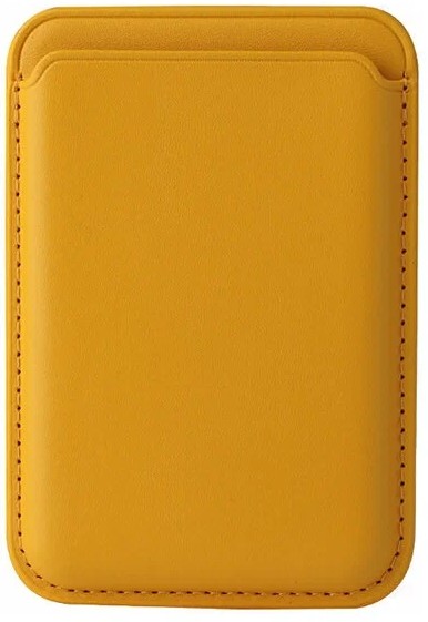 Кожаный чехол-бумажник для карт и визиток с анимацией MagSafe Leather Wallet для i-Phone желтый