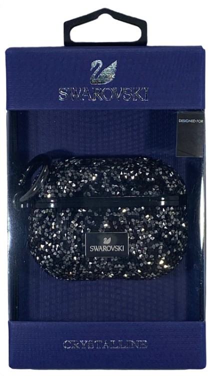 Чехол для AirPods Pro 2 Swarovski чёрно-серебристый