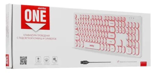 Клавиатура проводная Smartbuy ONE 328 USB/104+12 клавиш/Подсветка LED/1.5м, (SBK-328U-W) белая