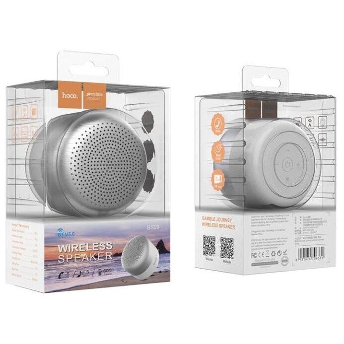 Bluetooth колонка Hoco BS29 BT4.2/600mAh/4ч/3Вт/TF/AUX серебристая
