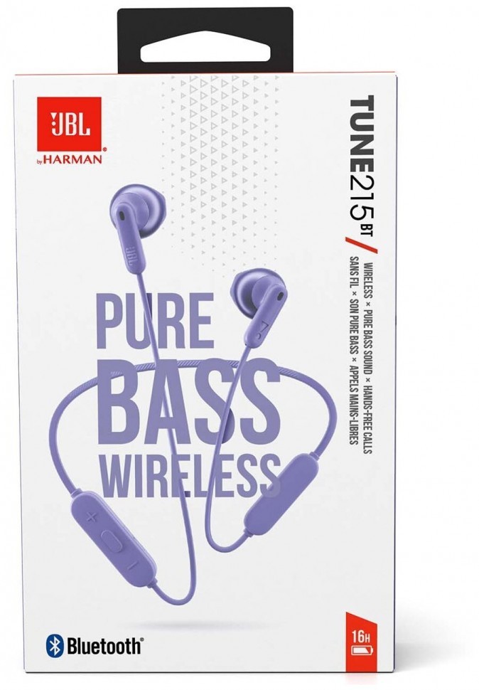 Беспроводные наушники для спорта JBL TUNE 215BT (JBLT215BTPUR) фиолетовые