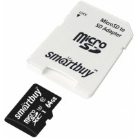 micro SDXC карта памяти Smartbuy 64GB Class 10 PRO U3 R/W:90/70 MB/s (с адаптером SD)