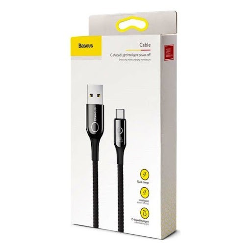 Usb Кабель-зарядка TYPE-C Baseus C-shaped Light Intelligent power-off 1м (CATCD-01) черный