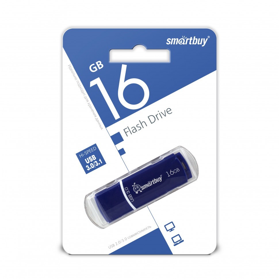 3.0 USB флеш накопитель Smartbuy 16GB Crown (SB16GBCRW-Bl) синий