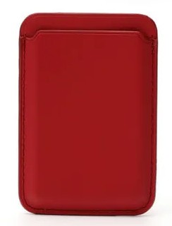 Кожаный чехол-бумажник для карт и визиток с анимацией MagSafe Leather Wallet для i-Phone красный