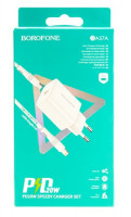 Сетевое зар. устр. Borofone BA57A с шнуром Type-C на Lightning 1C 20W белое