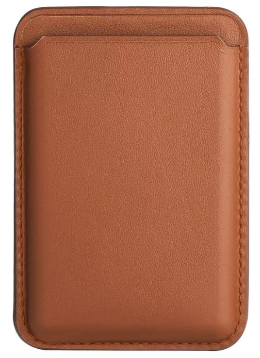 Кожаный чехол-бумажник для карт и визиток с анимацией MagSafe Leather Wallet для i-Phone коричневый