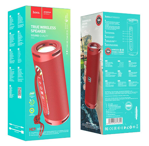 Bluetooth колонка Hoco HC9 BT5.0/1800mAh/5ч/10Вт/TF/FM/USB/AUX/IPX4 красная