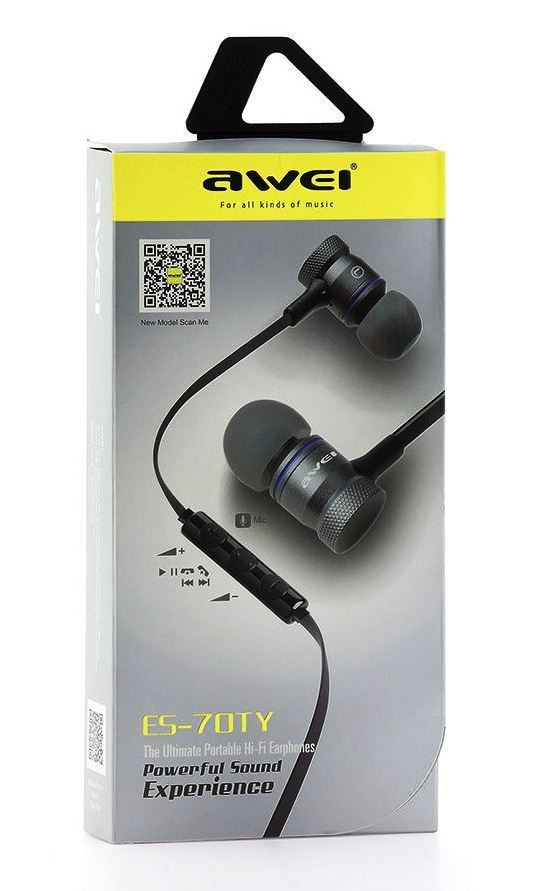 Наушники с микрофоном Awei ES-70TY 1.2м темно-серые