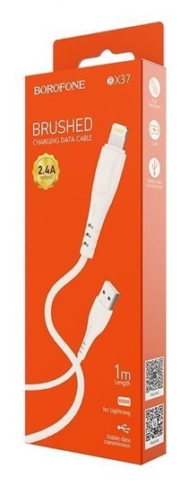 Usb Кабель-зарядка Lightning Borofone BX37 Wieldy 2.4A 1м в оплётке PVC белый