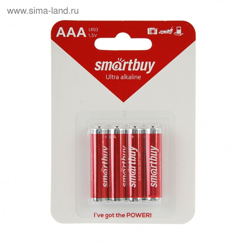 Батарейка алкалиновая Smartbuy LR03/4B (48/480)  SBBA-3A04B
