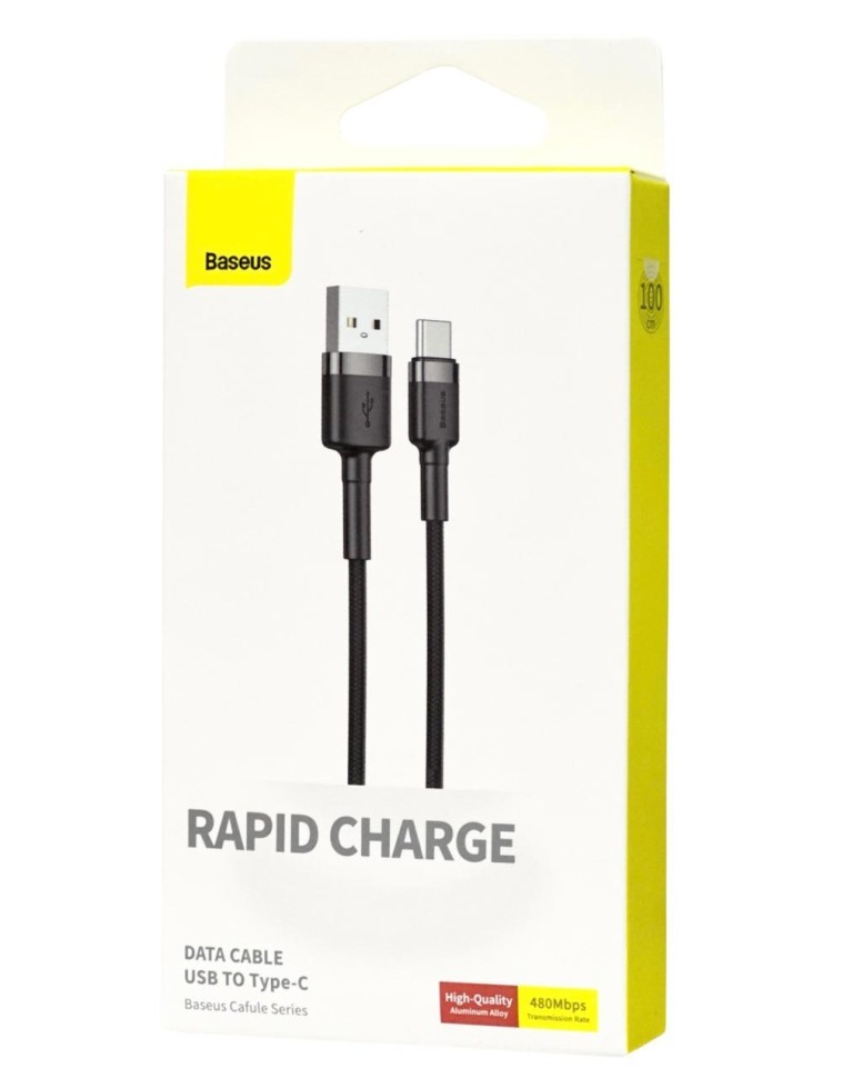 Usb Кабель-зарядка TYPE-C Baseus Cafule 3A 1м (CATKLF-BG1) черный
