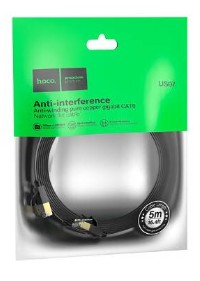 Патчкорд Hoco US07 RJ45-RJ45 5м плоский черный