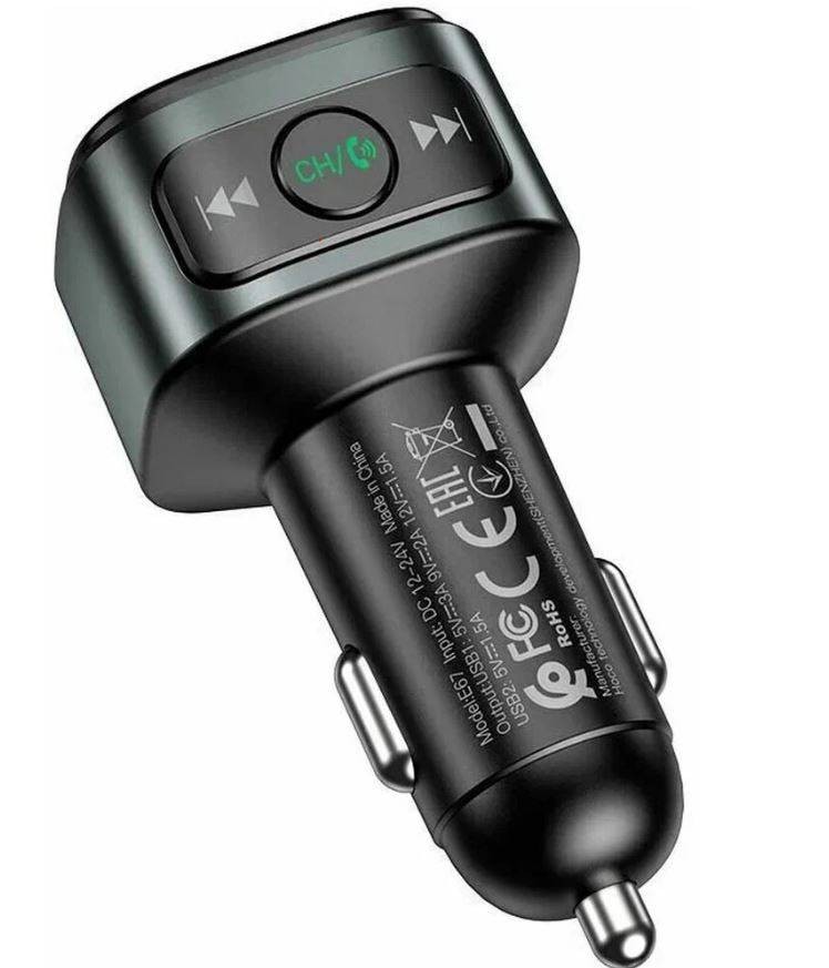 Автомобильное зарядное устройство Hoco E67 + FM-трансмиттер BT5.0 2USB QC3.0 18W черное