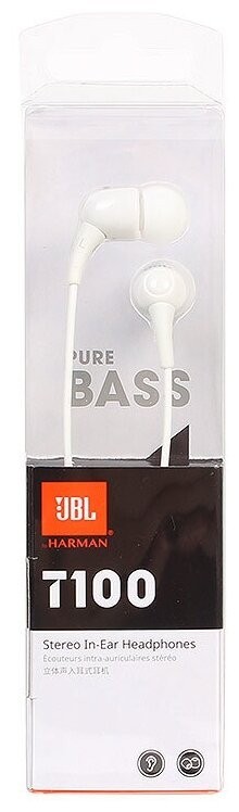 Наушники с микрофоном JBL T100 1.2м белые