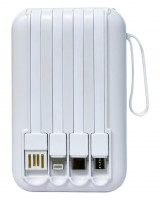 Powerbank Xreel 10000mAh 2USB/1USB-C с проводом Type-C/Lightning/Micro белый