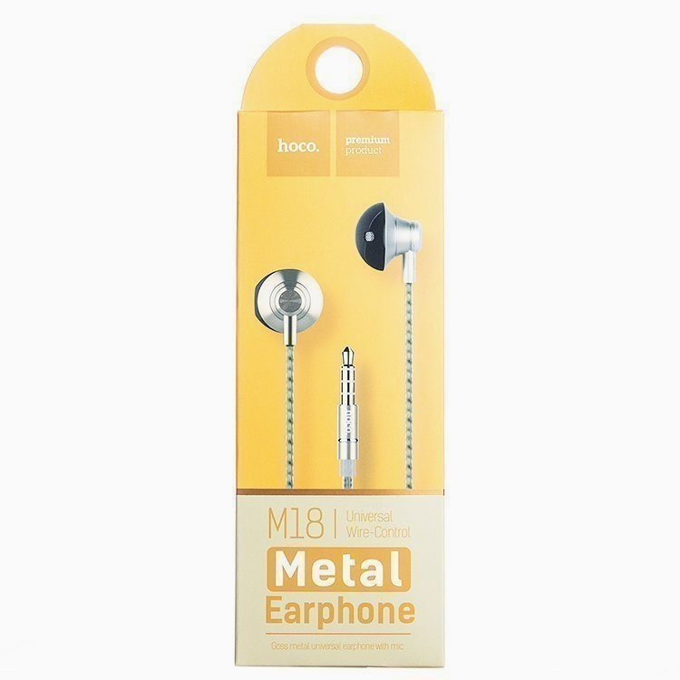 Наушники с микрофоном Hoco M18 Goss metal 1.2м серебристые