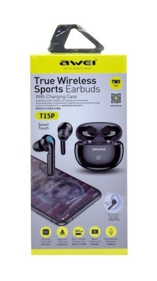 Беспроводные наушники TWS Awei T15P BT5.0/45mAh (390mAh)/4ч черные