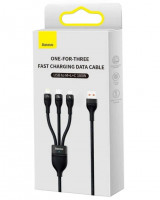 Usb Кабель-зарядка Micro+Lightning+Type-C Baseus Flash 100W 1.2м (CASS030001) черный