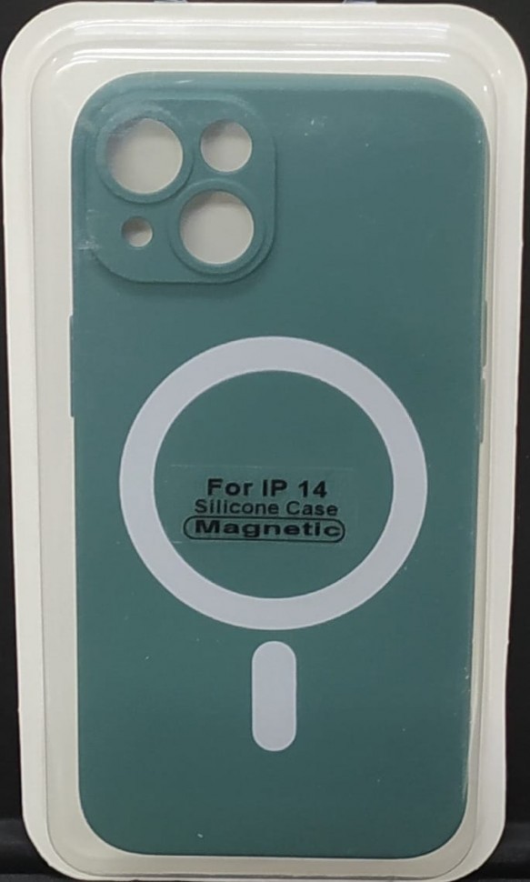 Накладка для i-Phone 14 6.1" Magsafe силикон темно-зеленая